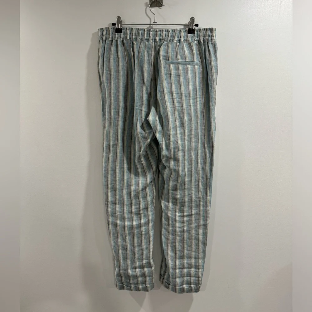 Faherty Light Blue and Cream Striped Linen Pants - Picture 2 of 4